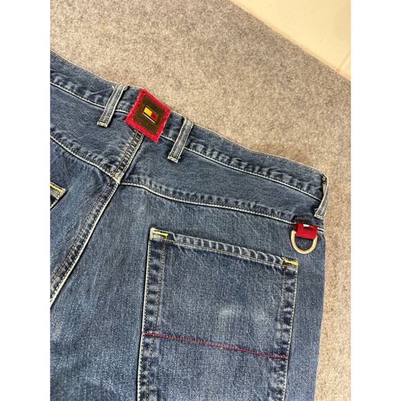 VINTAGE Tommy Hilfiger Jeans Mens 38x30 Blue Denim Wide Leg Y2K Hip Hop Baggy - Picture 9 of 10